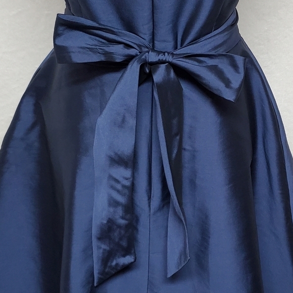 Alfred Sung Midnight Peau De Soie Pleated Side Pocket V-neck Wrap Cocktail Dress - Picture 13 of 16